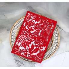 Red Invitation Wedding  Supplies Laser Cut Rose Marriage Invitation